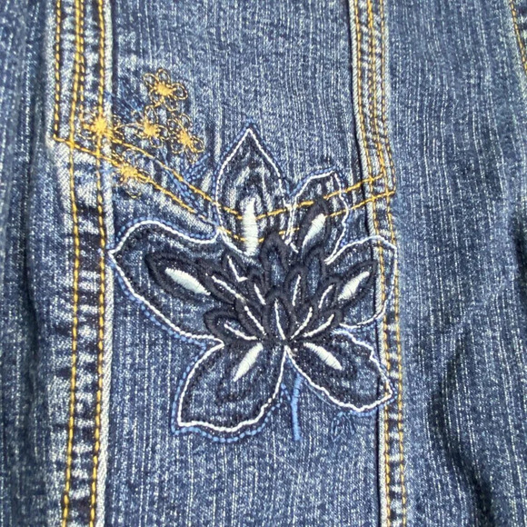 NWT Liz & Me Floral Embroidered Denim Jean Jacket Boho Plus Size 0X Blue - Picture 6 of 12